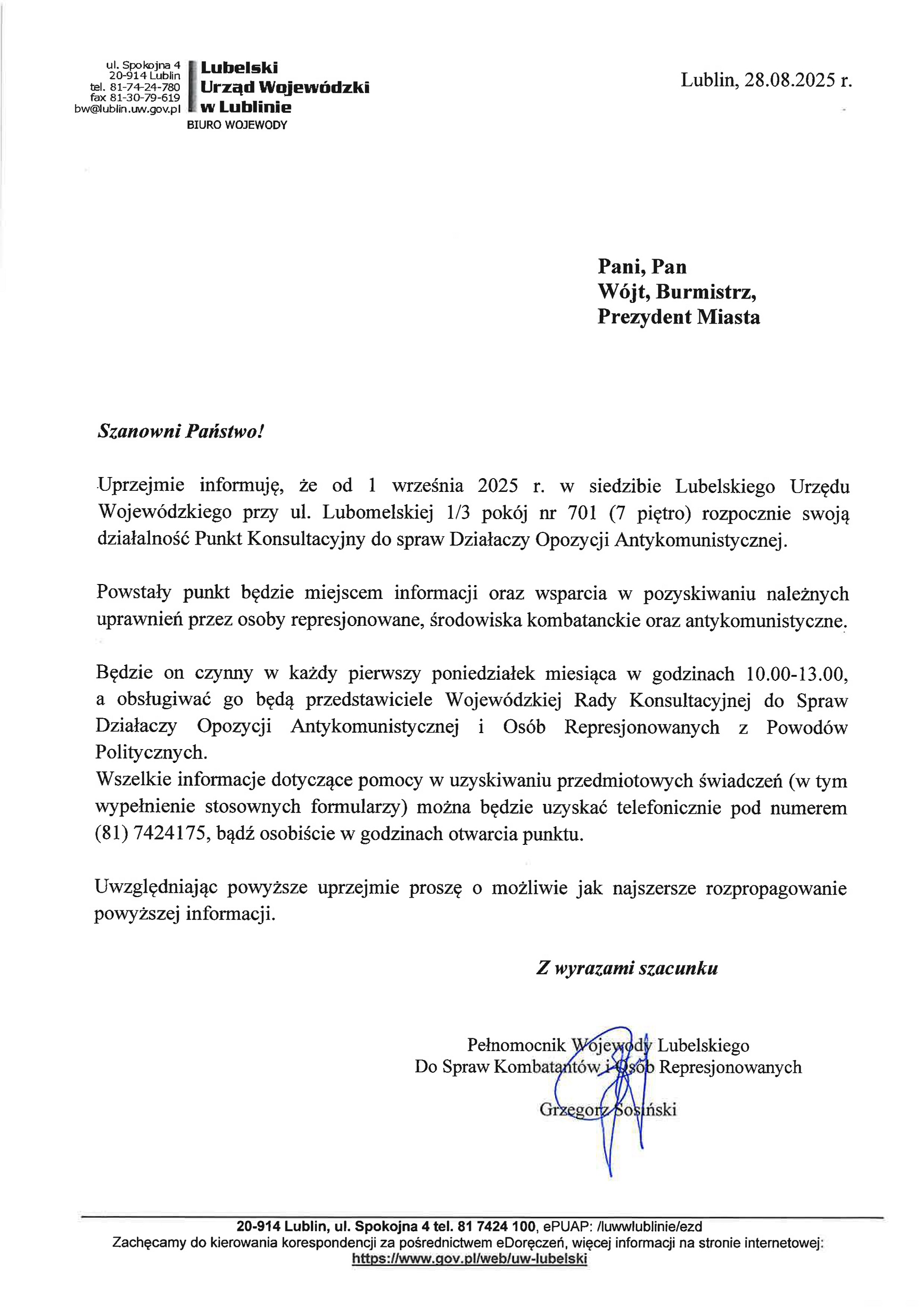 Punkt Konsultacyjny Pismo do Gmin page 0001